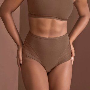 NWT Leonisa Lace Stripe Undetectable Panty Shaper in Tan brown